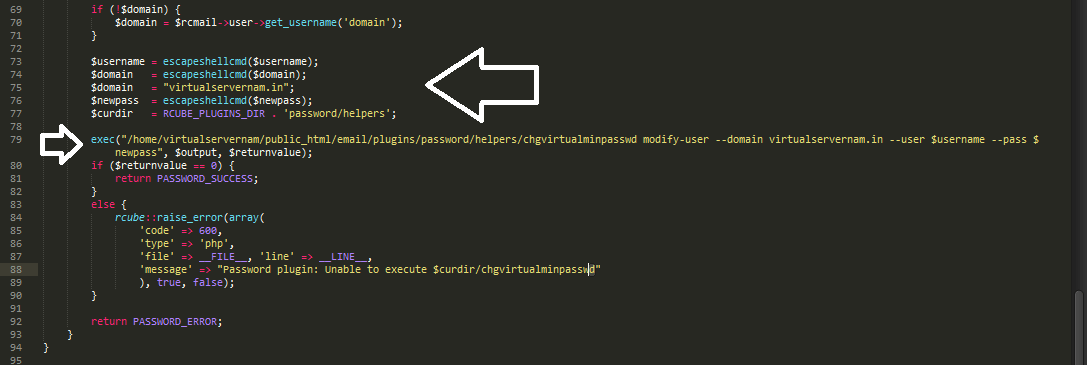 How to solve Roundcube Password plugin Permission problems in Virtualmin ?